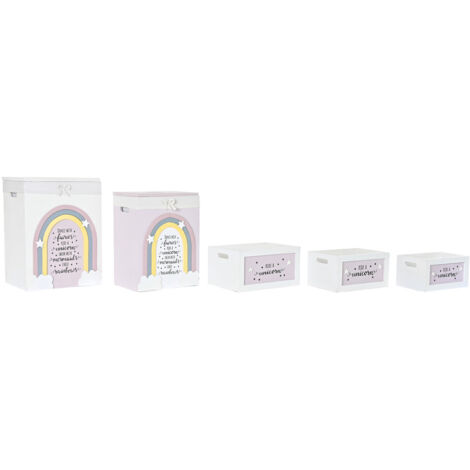 DKD Home Decor Cesti Ensemble 5 Paniers Jaune Blanc Gris Rose