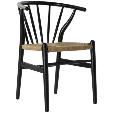 DKD Home Decor Chaise Salle à Manger Rotin Noir 57 cm