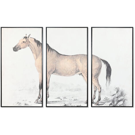 DKD Home Decor Cheval Tableau Noir Gris 180x120 cm