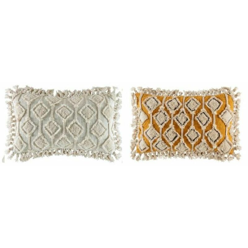 

Dkd Home Decor - Cojín Algodón Blanco Amarillo Rombos (50 x 10 x 30 cm) (2 pcs)