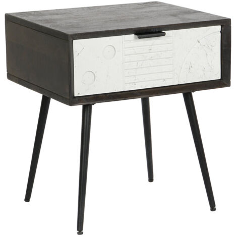 DKD Home Decor Comodino Noir et Blanc 45x38x50 cm