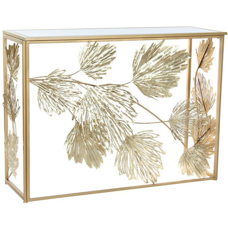 

Consola Espejo Hojas Dorado Metal (108 x 37 x 79.5 cm) - Dkd Home Decor