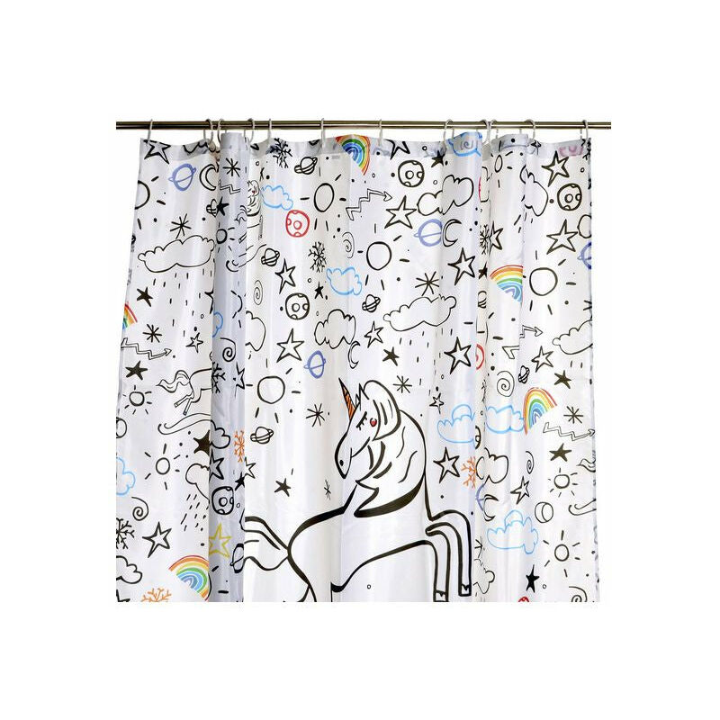 

Zanvic - Cortina de Ducha DKD Home Decor Unicornio Poliéster (180 x 200 cm)