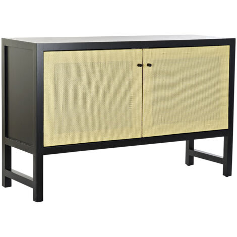 DKD Home Decor Crédence noire et bois naturel 120x38x76 cm