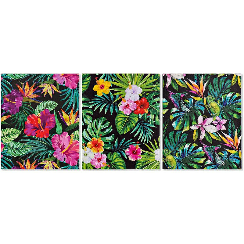 

Cuadro DKD Home Decor Floral Tropical 40 x 1.8 x 50 cm (3 pcs)