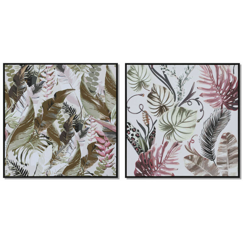 

Cuadro Poliestireno Lienzo Hojas (2 pcs) (80 x 2.8 x 80 cm) - Dkd Home Decor