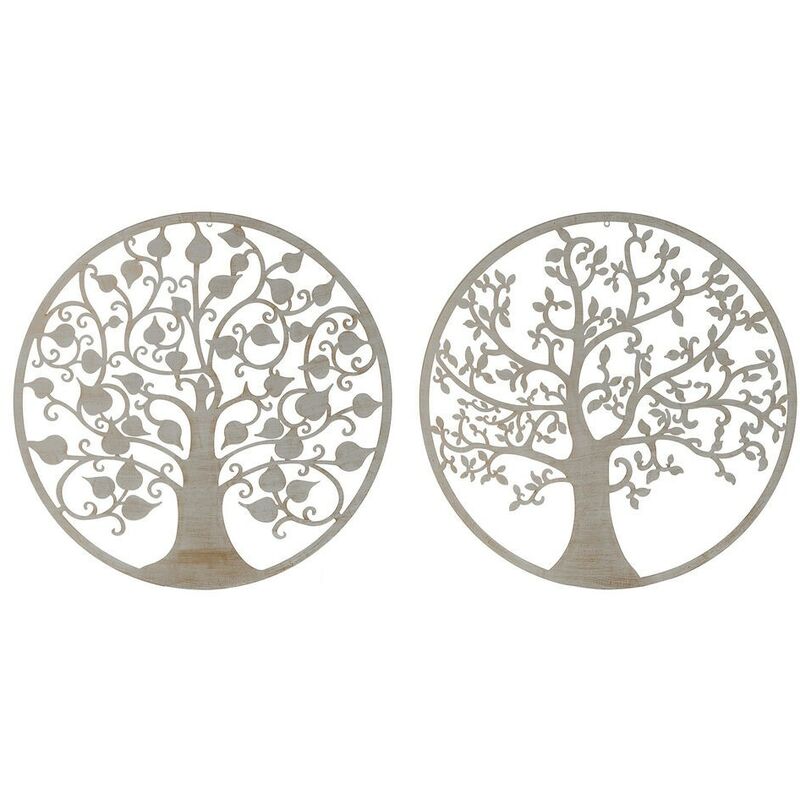 

Dkd Home Decor - Decoración de Pared Blanco Metal Árbol (2 pcs) (100 x 1 x 100 cm)