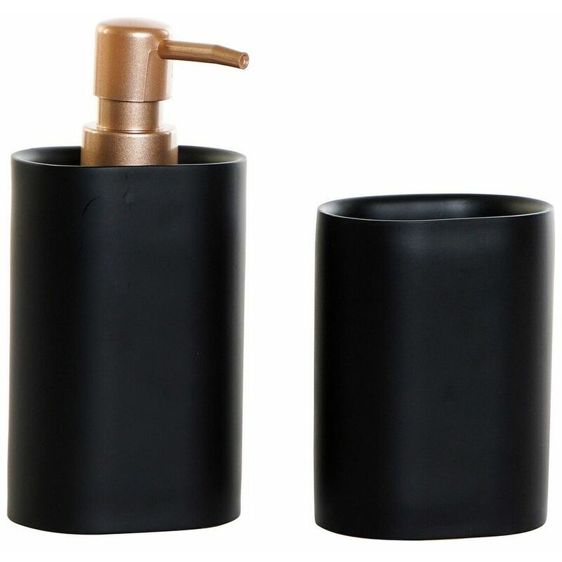 

Set de Baño Negro PVC Resina Dorado Glam (2 pcs) (8.5 x 6 x 18 cm) - Dkd Home Decor