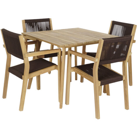 DKD Home Decor Ensemble Table et 4 Chaises Marron
