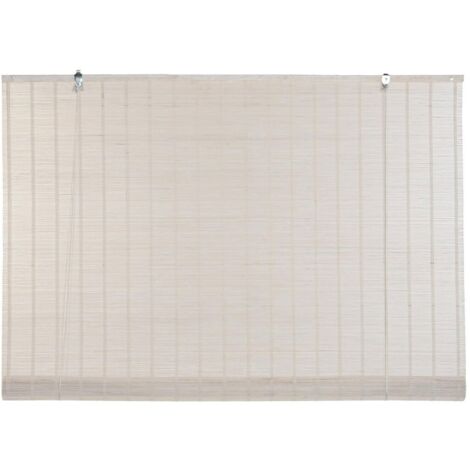 DKD Home Decor Estor Enrollable de la Marca, Color Blanco, de bambú y poliéster (120 x 2 x 230 centímetros)