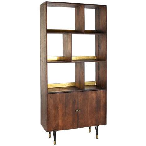 DKD Home Decor Étagère noire dorée 90x35x200 cm