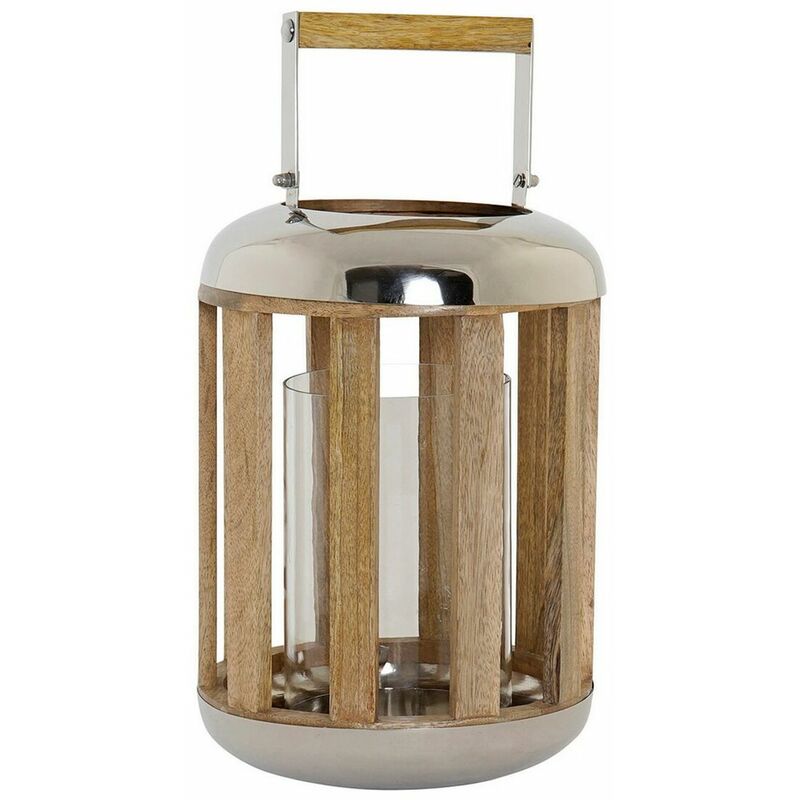 

Farol Plata Madera Metal (22 x 22 x 32 cm) - Dkd Home Decor