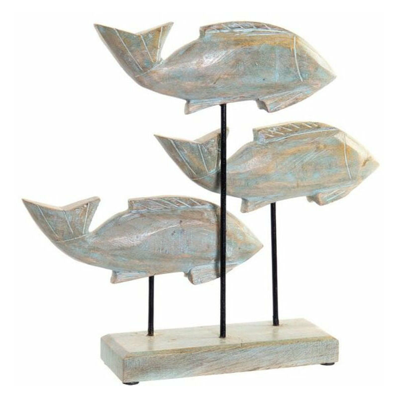 

Figura Decorativa DKD Home Decor Metal Madera de mango Pez (32 x 7 x 30 cm)