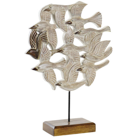 DKD Home Decor Figurine Beige en Fer Oiseaux 38x11,5x54 cm