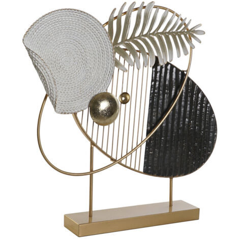 DKD Home Decor Figurine Décorative Métal Blanc Noir Doré