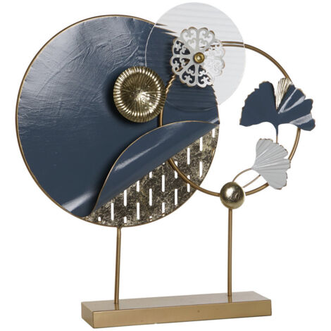 DKD Home Decor Figurine Décorative Métal Bleu Blanc Doré