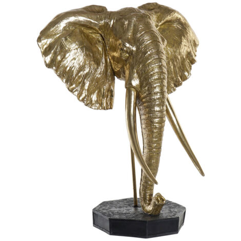DKD Home Decor Figurine Eléphant Noir Doré Métal Résine