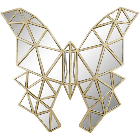 DKD Home Decor Figurine Papillon Doré en Résine