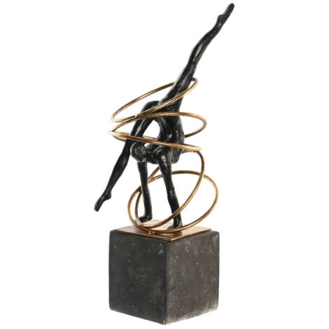 DKD Home Decor Gymnaste Figurine décorative noir doré