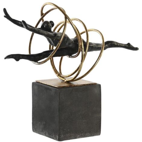 DKD Home Decor Gymnaste Figurine Noire et Dorée
