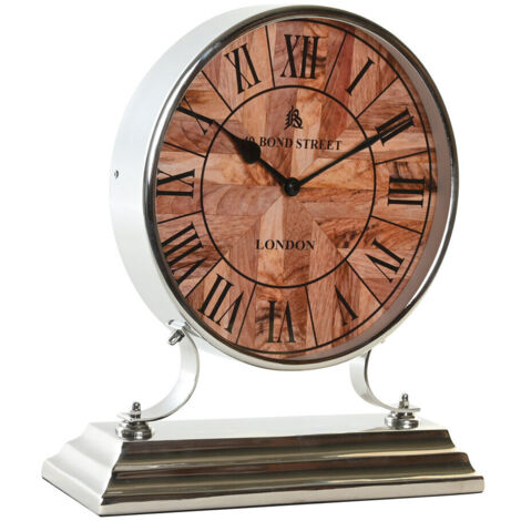 DKD Home Decor Horloge de Table Argenté Naturel