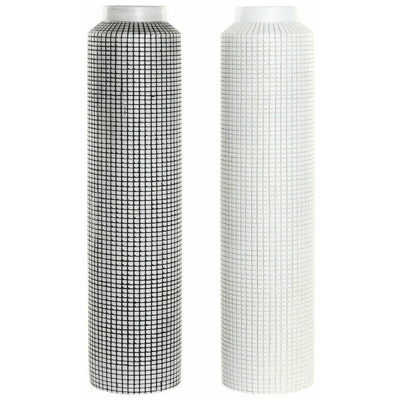 

Dkd Home Decor - Jarrón Blanco Negro Resina (2 pcs) (16 x 16 x 63 cm)