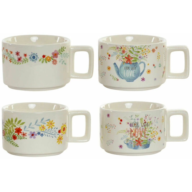 

LTD - Juego De Tazas De Café Dkd Home Decor Metal Bambú Dolomita (260 Ml) (4 Pcs)