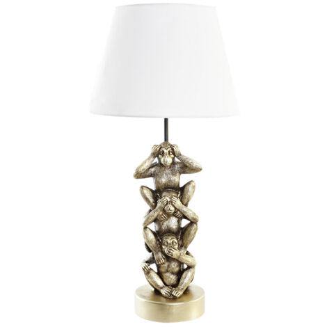 DKD Home Decor Lampe à poser Singe doré et blanc 61 cm