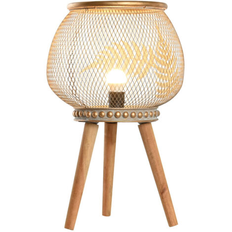 DKD Home Decor Lampe de bureau Doré Bois Métal 33x33x51 cm