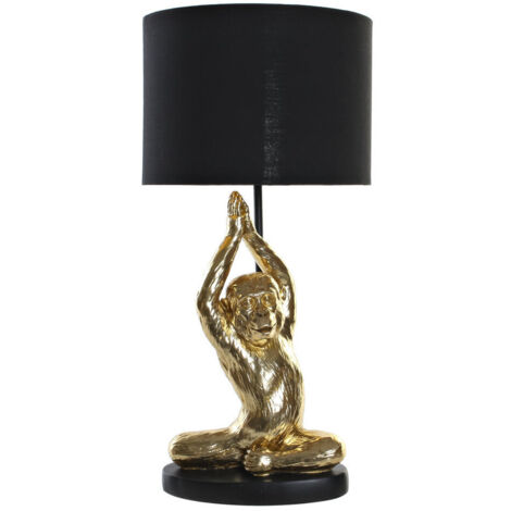 DKD Home Decor Lampe de bureau Singe noir et doré 25x25x48