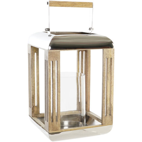 DKD Home Decor Lanterne Argent Métal Verre 23x23x36 cm