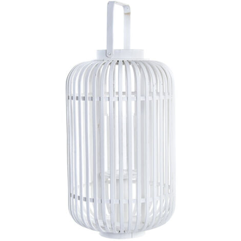 DKD Home Decor Lanterne Blanc Bambou 28x28x47 cm