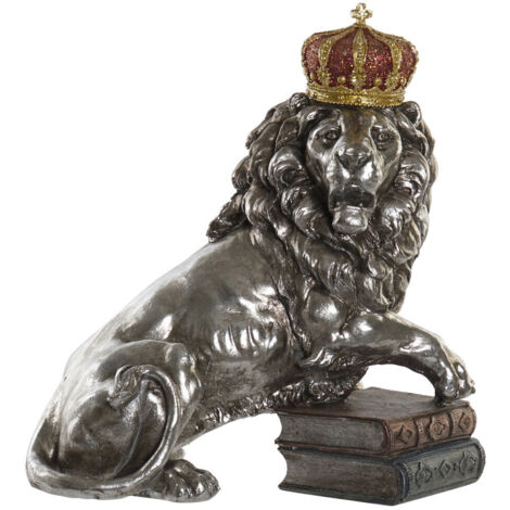 DKD Home Decor Lion Argenté Figurine Décorative