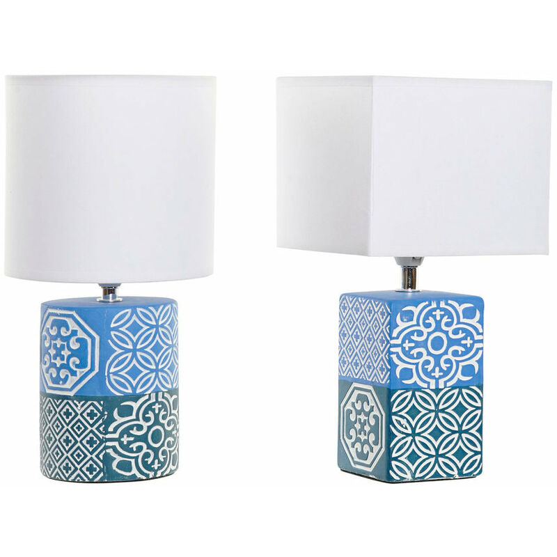 

Lámpara de Mesa DKD Home Decor Azul Blanco Poliéster 25W 220 V (2 pcs)