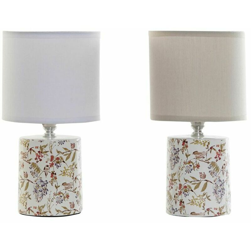 

Dkd Home Decor - Lámpara de mesa Blanco Beige Algodón Gres 220 V 40 W (2 pcs) (14 x 14 x 26.5 cm)