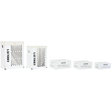 DKD Home Decor Lot de 5 paniers blanc noir beige