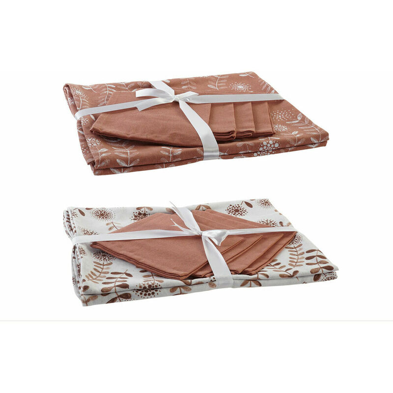 

Mantel y servilletas Algodón Terracota Blanco (150 x 150 x 0.5 cm) (36 x 35 x 0,5 cm) (2 pcs) - Dkd Home Decor