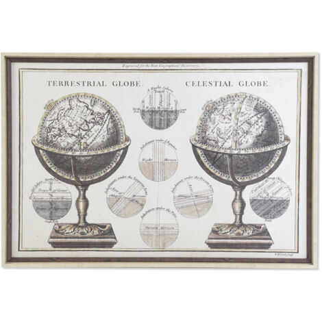 DKD Home Decor Mappemonde Beige Doré 95x65 cm