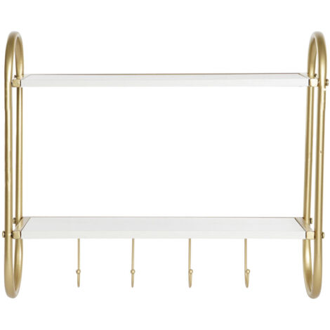 DKD Home Decor Métal MDF Portemanteau Blanc Doré Glam