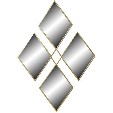 DKD Home Decor Miroir Doré Métal Losanges 63x90 cm