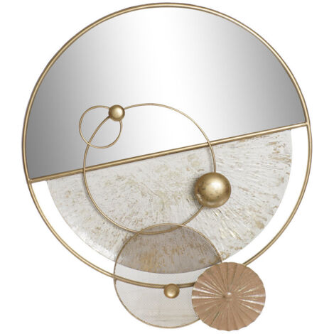DKD Home Decor Miroir mural Doré Métal Blanc Moderne