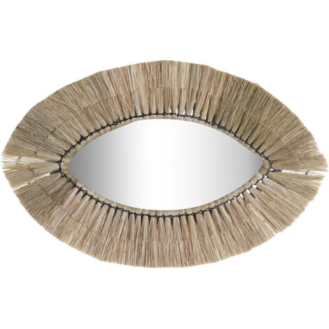 DKD Home Decor Miroir mural en jute naturel 54x34 cm