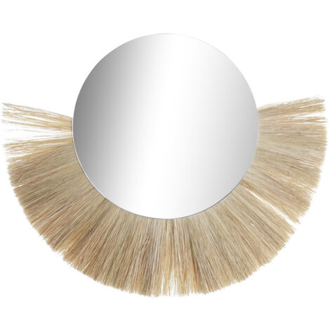 DKD Home Decor Miroir mural en jute naturel avec franges