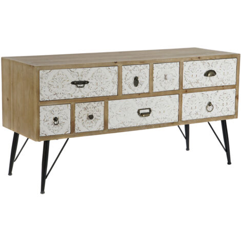 dkd-home-decor Mobile TV blanc et naturel 120x40x61 cm