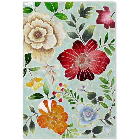 DKD Home Decor Multicolor Tableau Toile Fleurs 80x120 cm