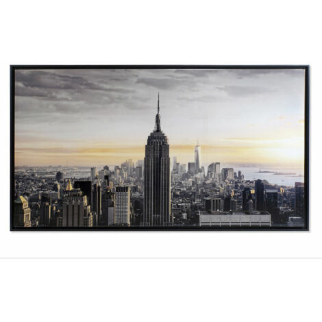 DKD Home Decor New York Tableau Jaune Noir 144x84 cm