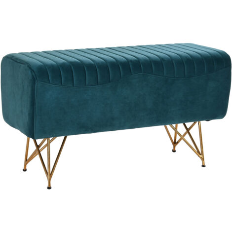 DKD Home Decor Panca turquoise métal 90x31x47 cm