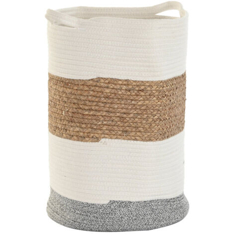 DKD Home Decor Panier décoratif Coton Blanc 36x36x52 cm