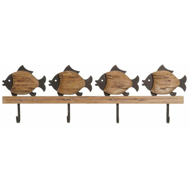 

Perchero De Pared Dkd Home Decor Negro Metal Madera De Paulonia (61.5 X 3.5 X 2