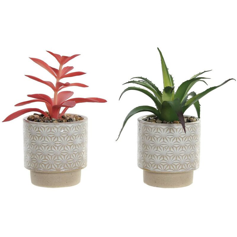 

Planta Decorativa Blanco Verde Rosa Cerámica Polietileno (2 pcs) (8 x 8 x 18 cm) - Dkd Home Decor